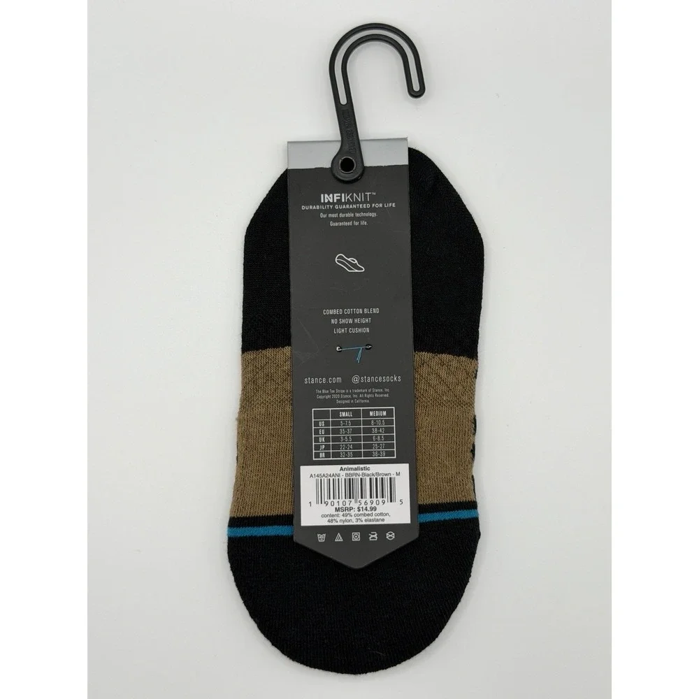 Stance Animalistic No Show Socks Brown Black Tiger Print Womens Medium NWT